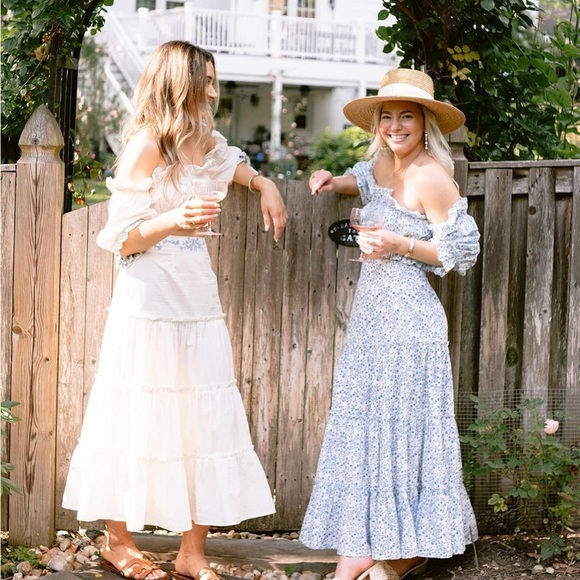 Jefferson Lane Blue Floral Off-Shoulder Top and Skirt Set Small - Picture 6 of 6